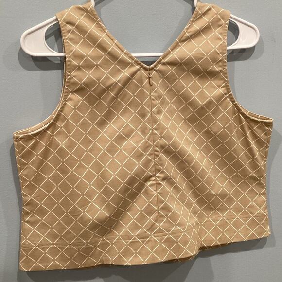 Ann Taylor Checked V-Neck Tank Top Womens Small S Classic Old Money Work Tan NEW - Picture 5 of 8